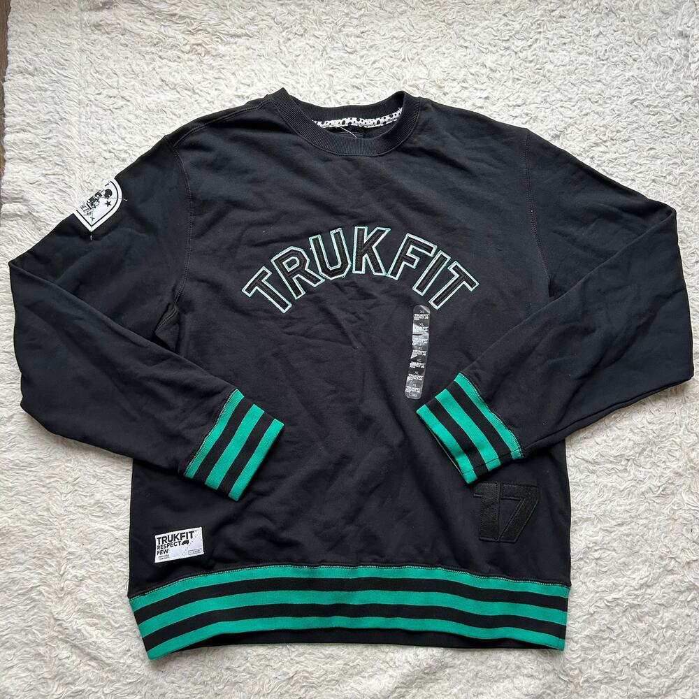 🥶 Trukfit Black and Green Pullover Sweatshirt Size XL